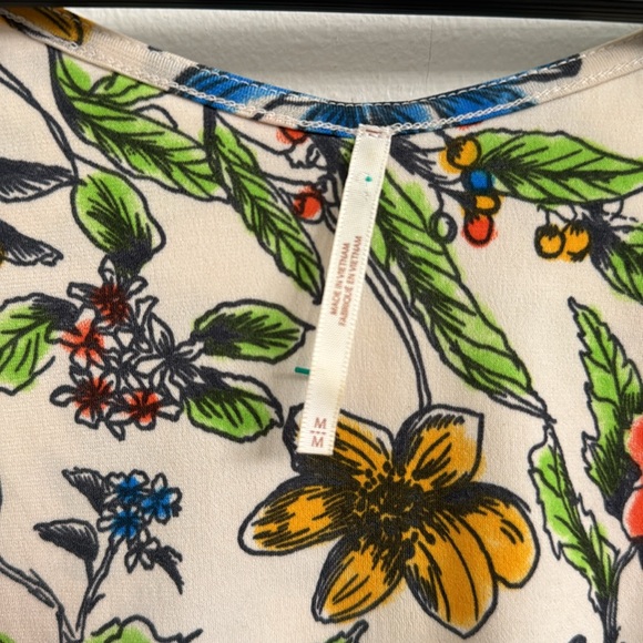 Free People Floral Bell Sleeve Martini Blouse Sz M - Picture 5 of 7